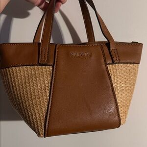 Nine West Brown and Woven Tan Tote